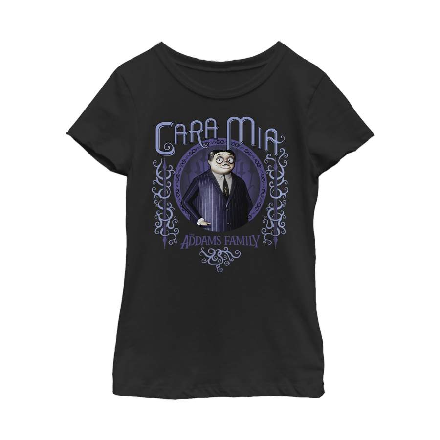 Addams Family Girl’s Gomez Cara Mia Portrait  T Shirt