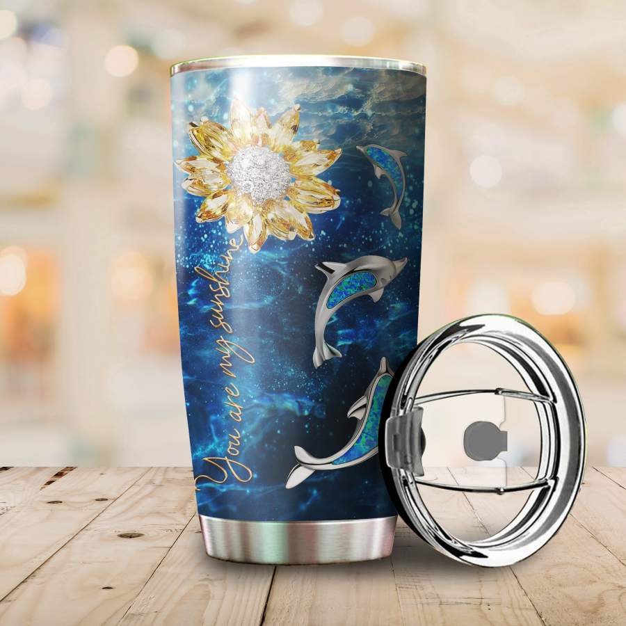 Dolphins –  You Are My Sunshine Cute Stainless Steel Insulated Tumbler Cup