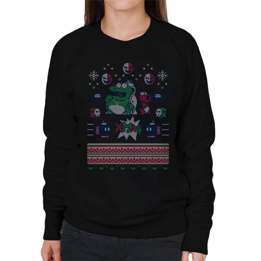 Super Mario Brothers King Koopa Christmas Knit Pattern Women’s Sweatshirt