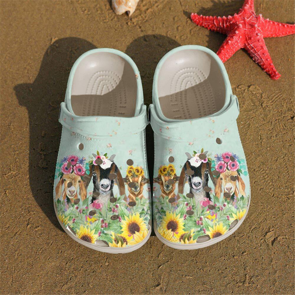 Goat Personalized Clog, Custom Name, Text, Color, Number Fashion Style For Women, Men, Kid, Print 3D Goats And Flowers