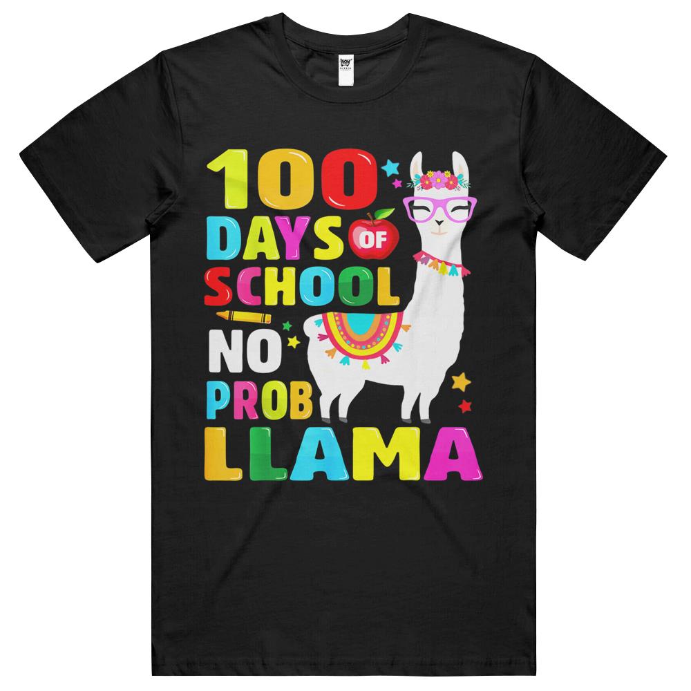 100 Days Of School Shirt No Probllama Llama 100Th Day Tshirt T Shirts