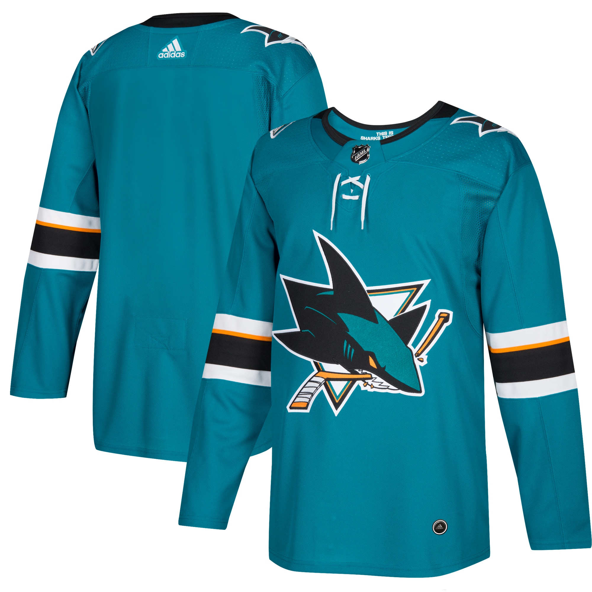 Men's San Jose Sharks adidas Teal Home Authentic Blank Jersey