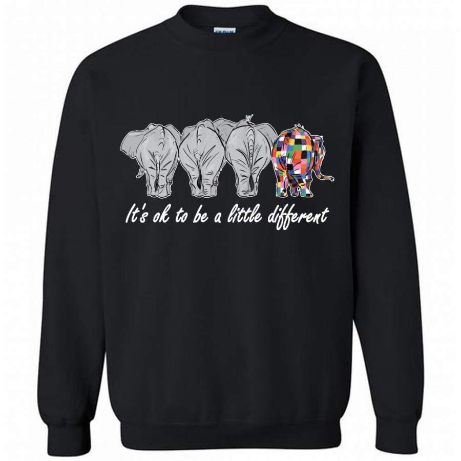 It’s Ok To Be A Little Different, Elephant Design – Gildan Crewneck Sweatshirt