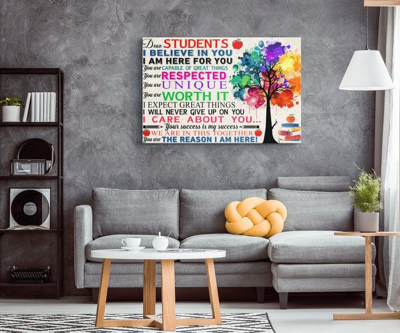 Dear Students You Are The Reason I Am Here Back To School Landscape Poster & Canvas Home & Classroom Decor Wall Meaningful Gift For Student  Friend Teacher Parents