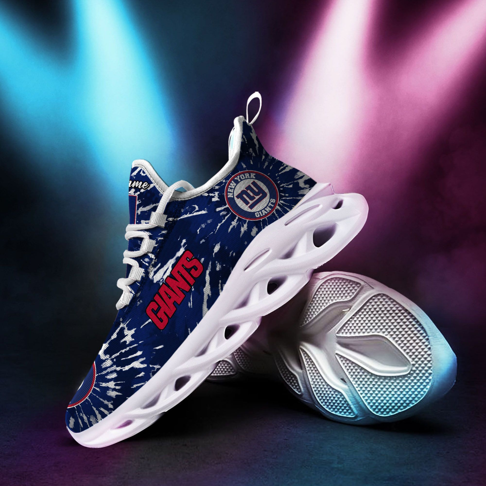 New York Giants Custom Name Tie Dye Max Soul Sneaker Shoes For Fans