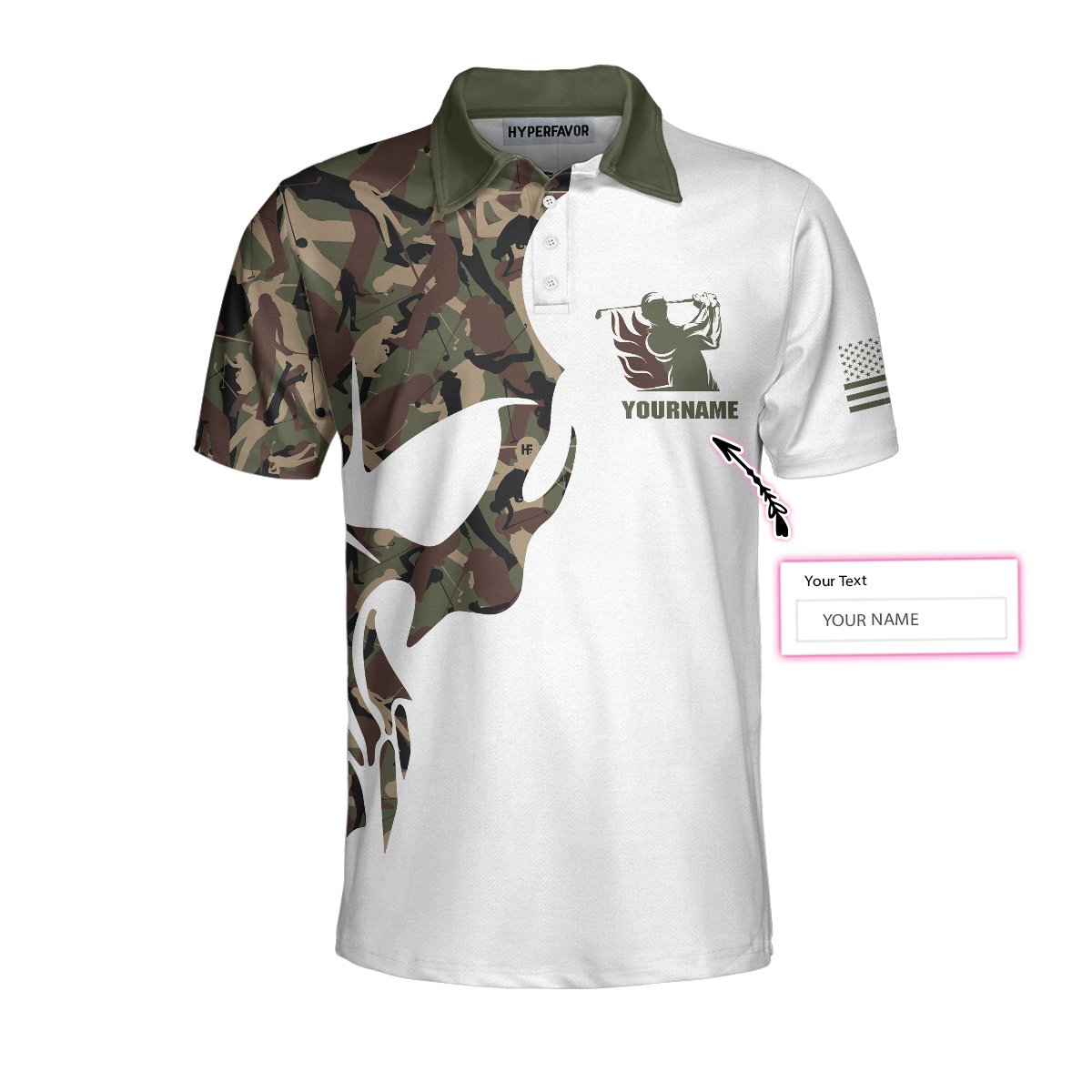 Fire In The Hole Veteran Custom Polo Shirt, Camouflage Veteran Shirt For Veteran Golfers, Customized Golf Gift