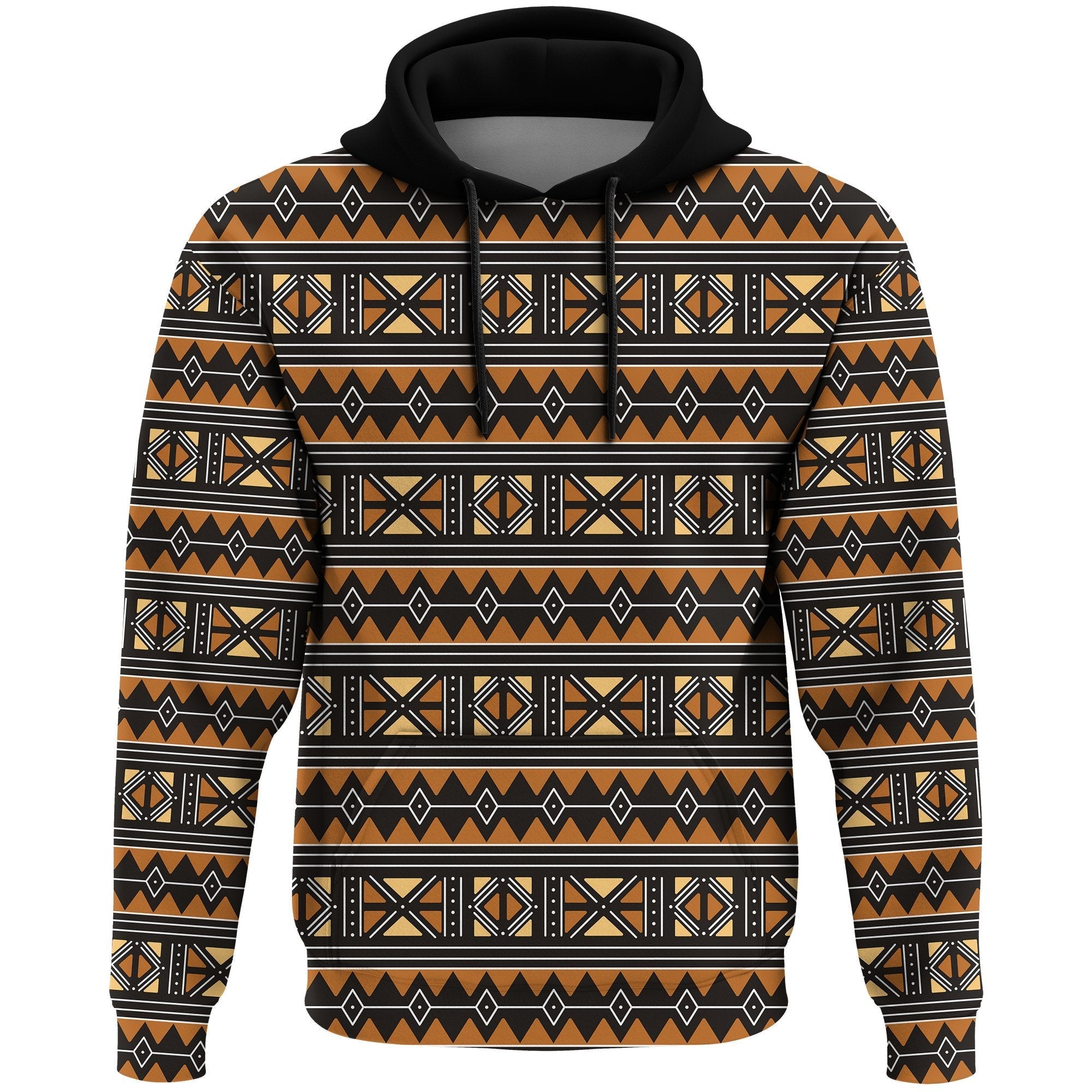 Wonderprint Hoodie – Brown Traditional African Bogolan Pullover