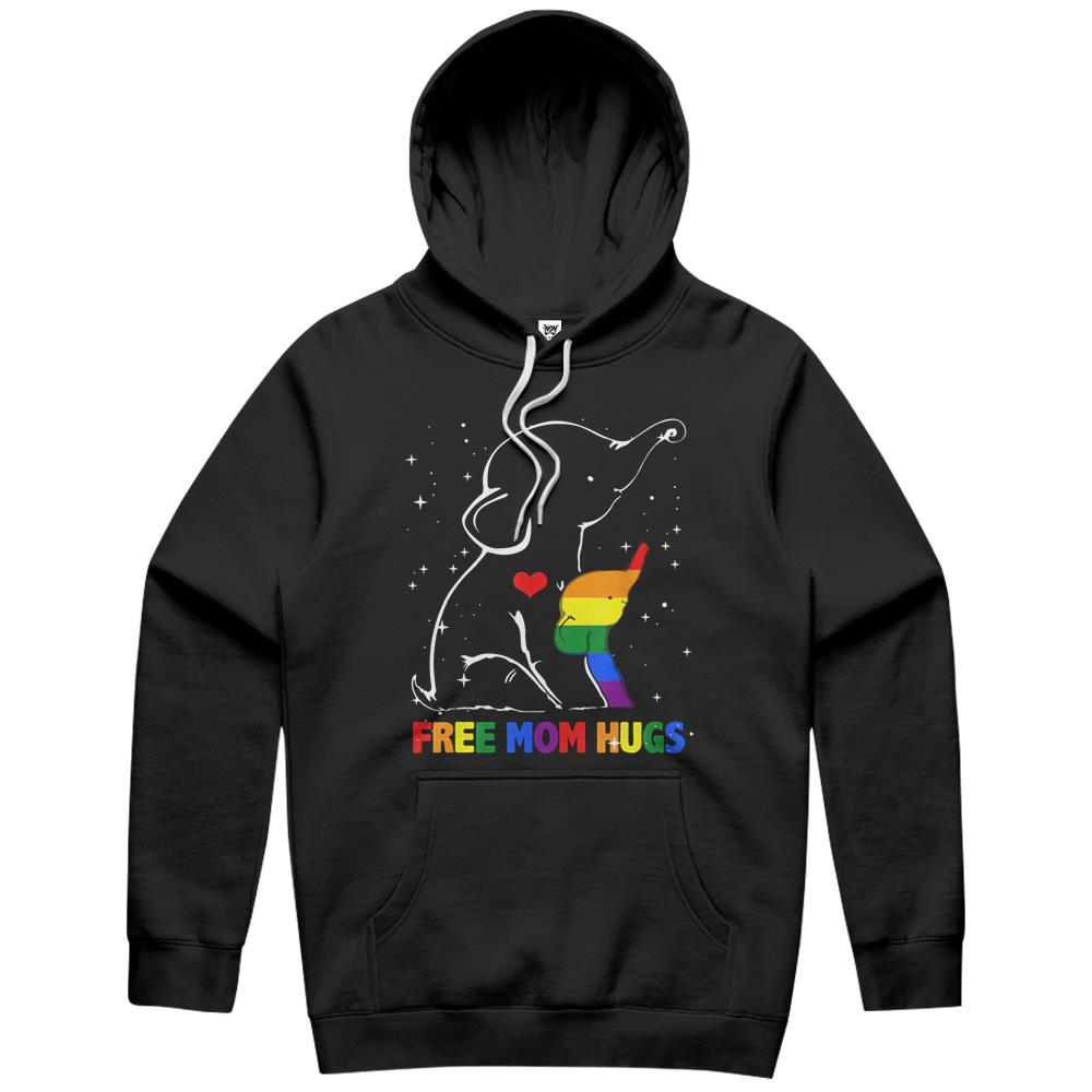 Free Mom Hugs Lgbt Mom Mother Elephant Rainbow Gifts Womens Hoodie