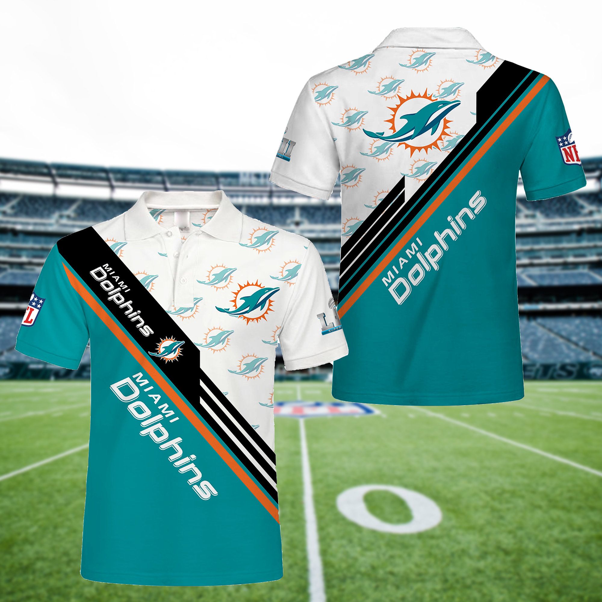 Miami Dolphins Polo Shirt, Miami Dolphins All Over Print Shirt, Miami Dolphins Full Printing, Miami Dolphins Gift Dga11