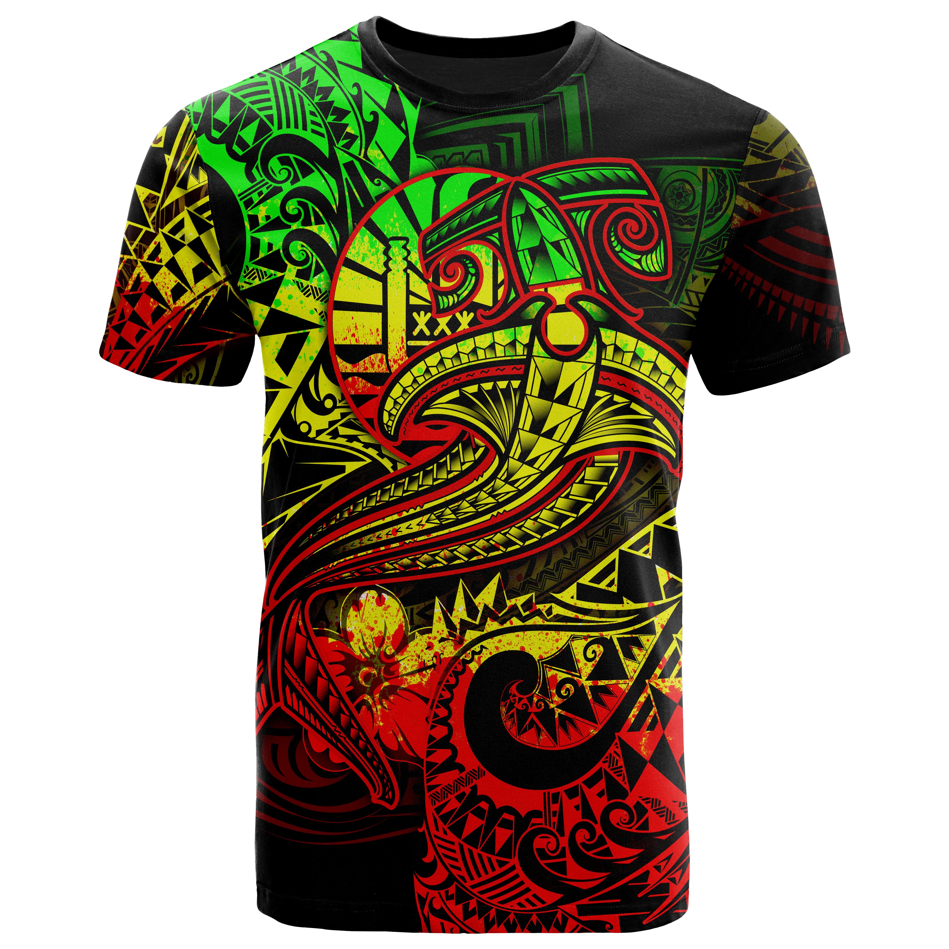 Tahiti T-shirt – Reggae Shark Polynesian Tattoo – BN18