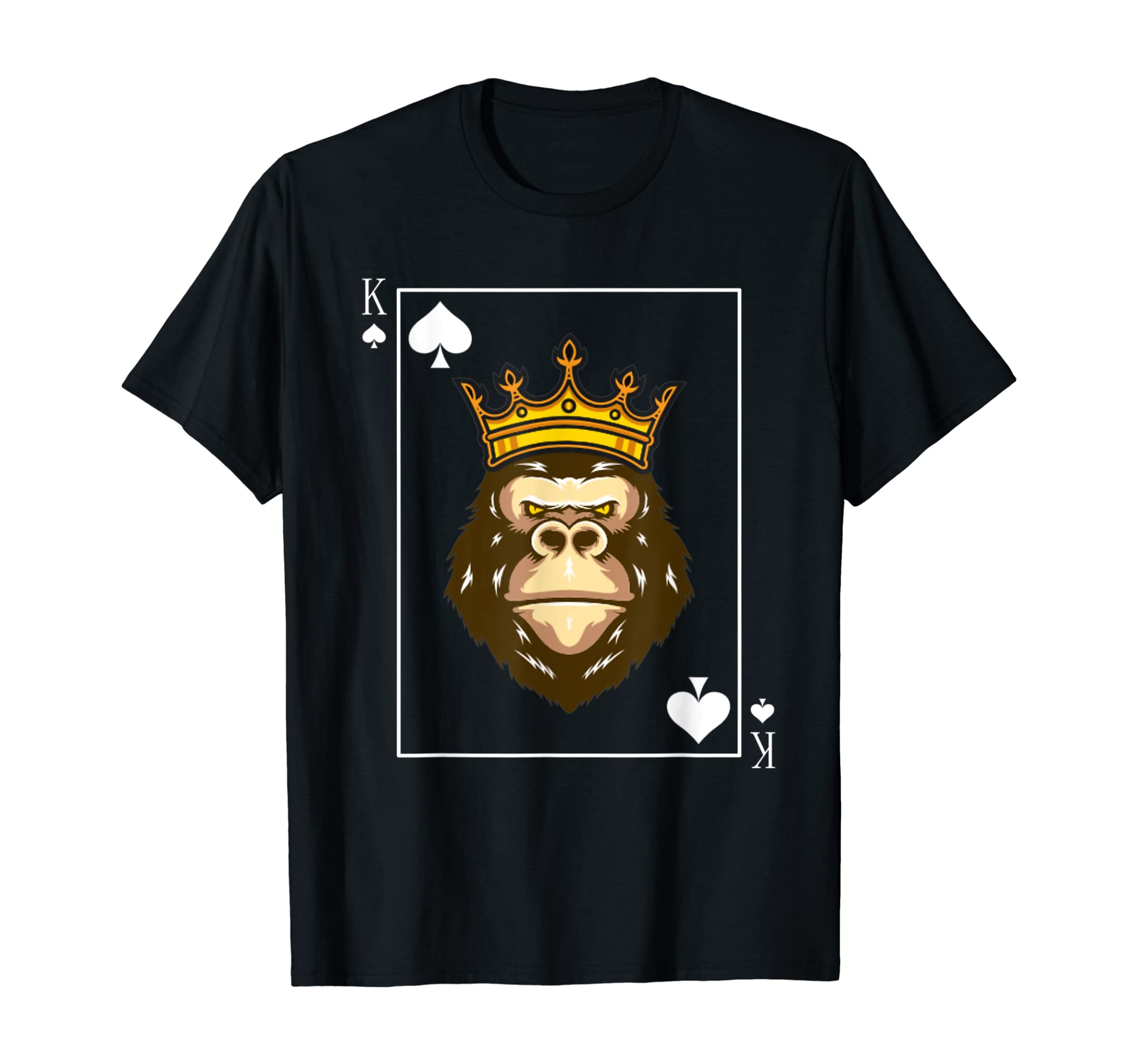 Poker Cards Blackjack King of the Apes Playing Card Spades T-Shirt