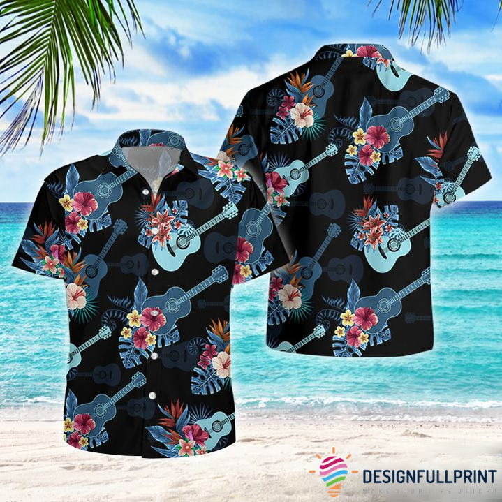 Tropical Guitar Pattern Music Love Tropical Shirt Tropical Shirt Hawaiian Shirt For Men For Men Cm