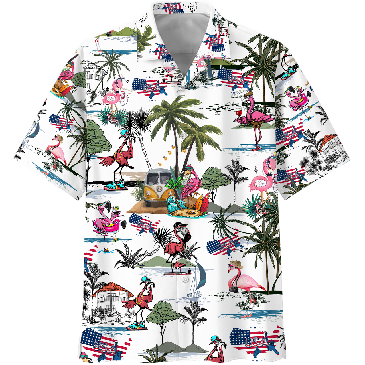 America Flamingo Style Aloha Hawaii Shirts For Men Women Ha12824