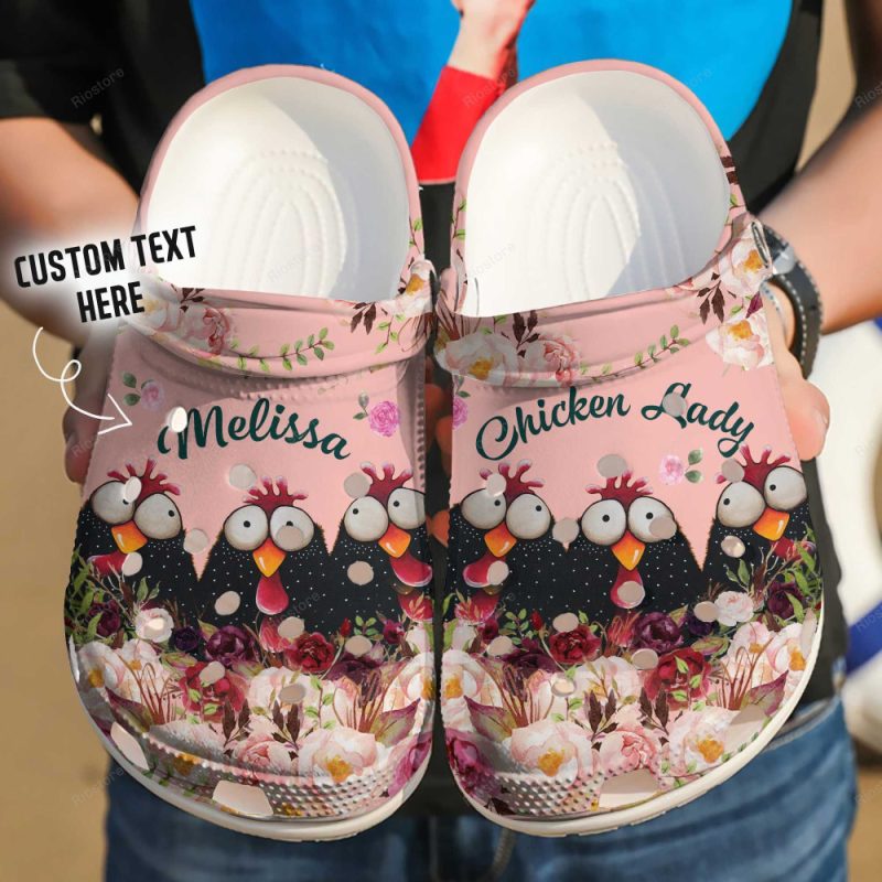 Custom Name Chicken Lady Black Chcikens Gift For Lover Rubber clog Shoes Comfy Footwear