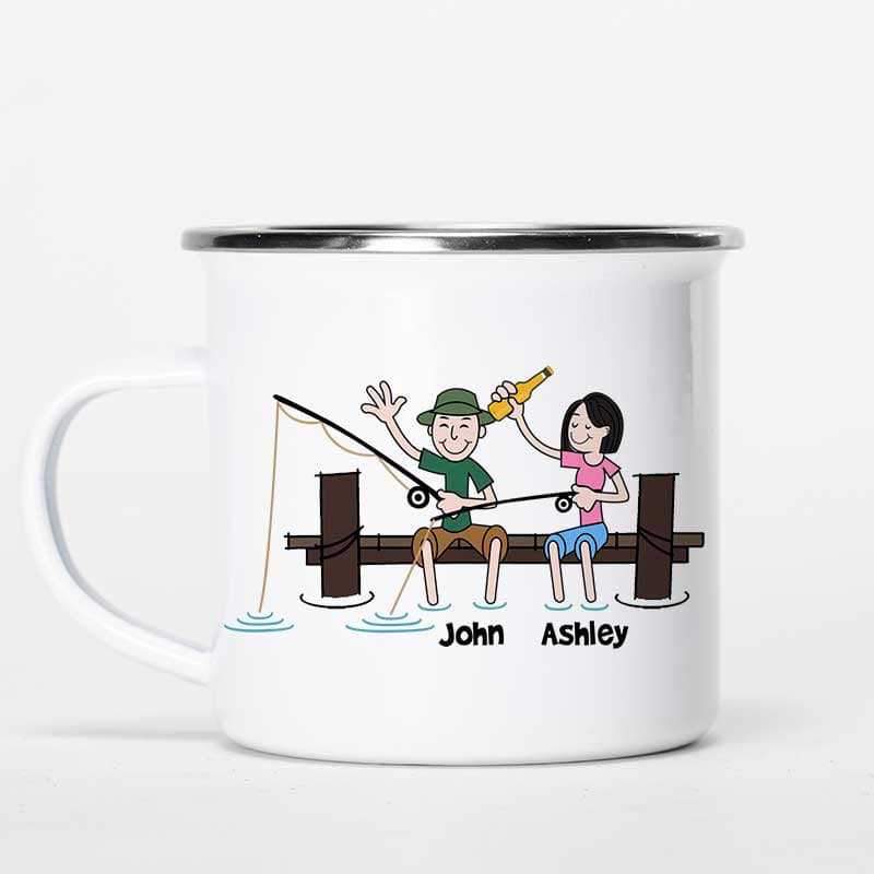 Rather Be Fishing Stick Figure Personalized Campfire Mug