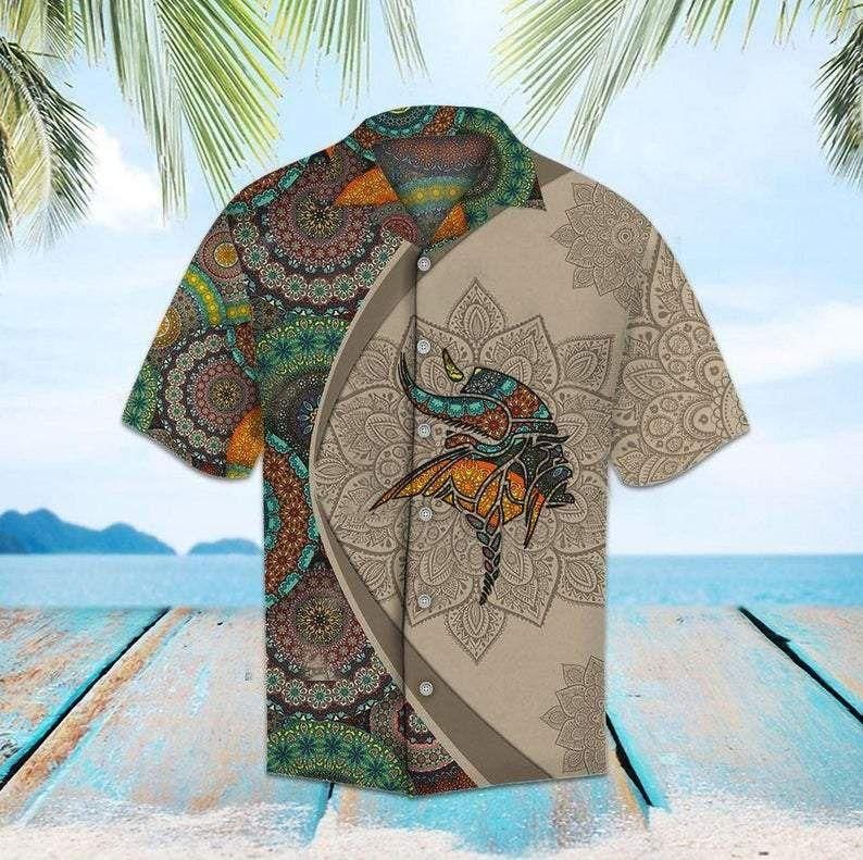 Vikings Odin Mandala Aloha Hawaiian Shirt Colorful Short Sleeve Summer Beach Casual Shirt For Men And Women