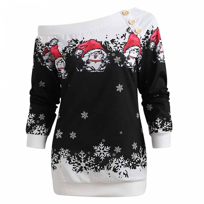 Cute Kitten Christmas Blouse Shirts