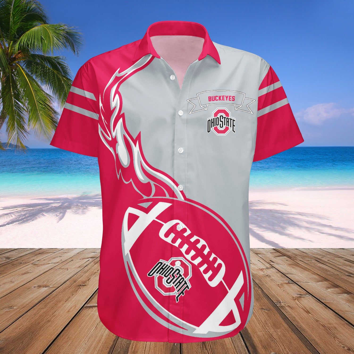 Ohio State Buckeyes Hawaii Shirt Flame Ball – NCCA