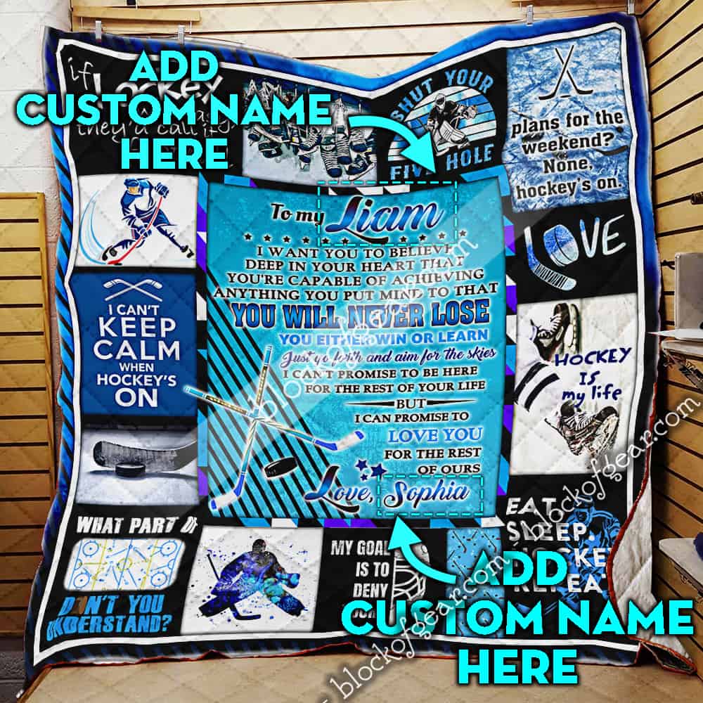 Personalized My Beloved One Ice Hockey Psl908Ct 3D Quilt Blanket