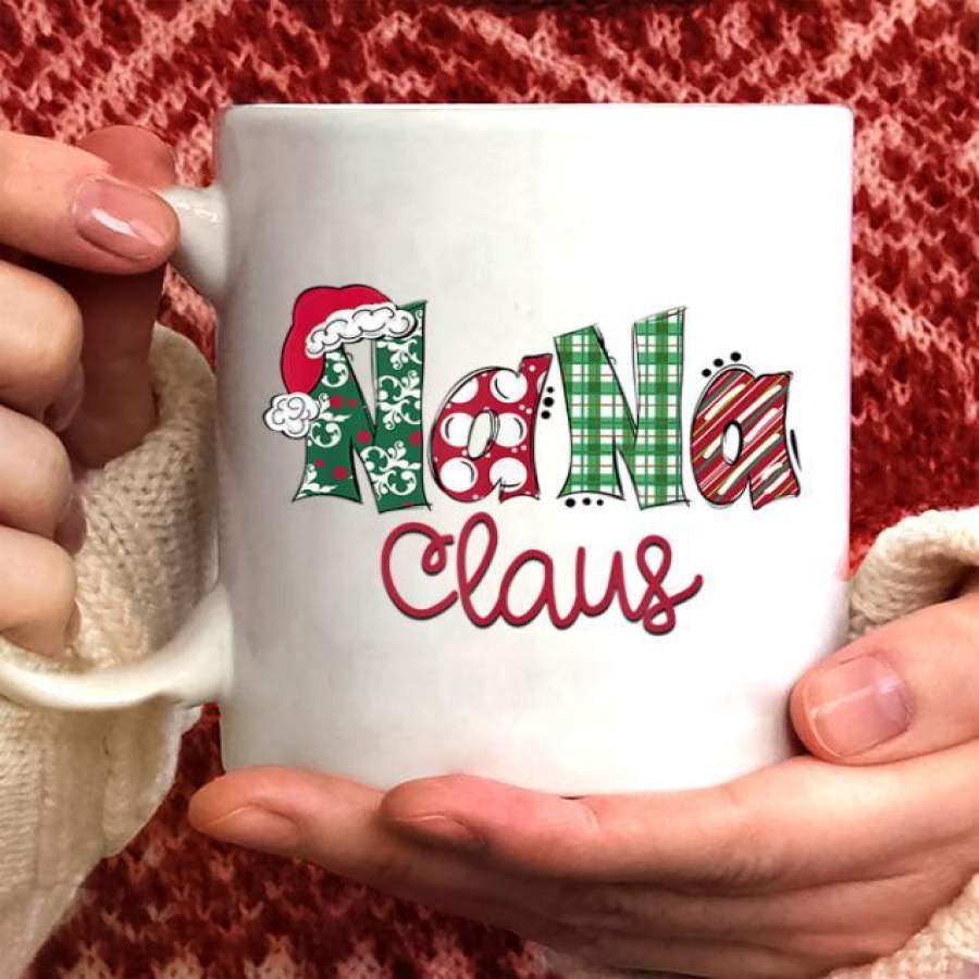 NANA Claus Christmas Santa Claus Hat -Grandma gift 2 Coffee Mug – White Mug