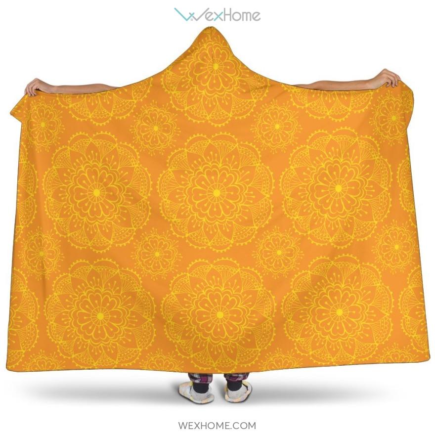 Orange Traditional Indian Element Pattern Hooded Blanket