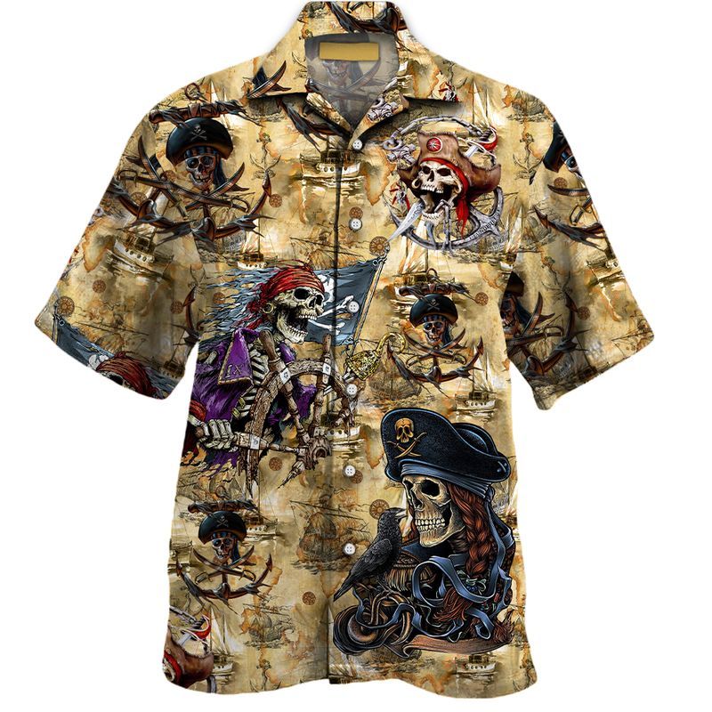 Pirates Skull Tan High Quality Unisex Hawaii Shirt For Men And Women Ha76593