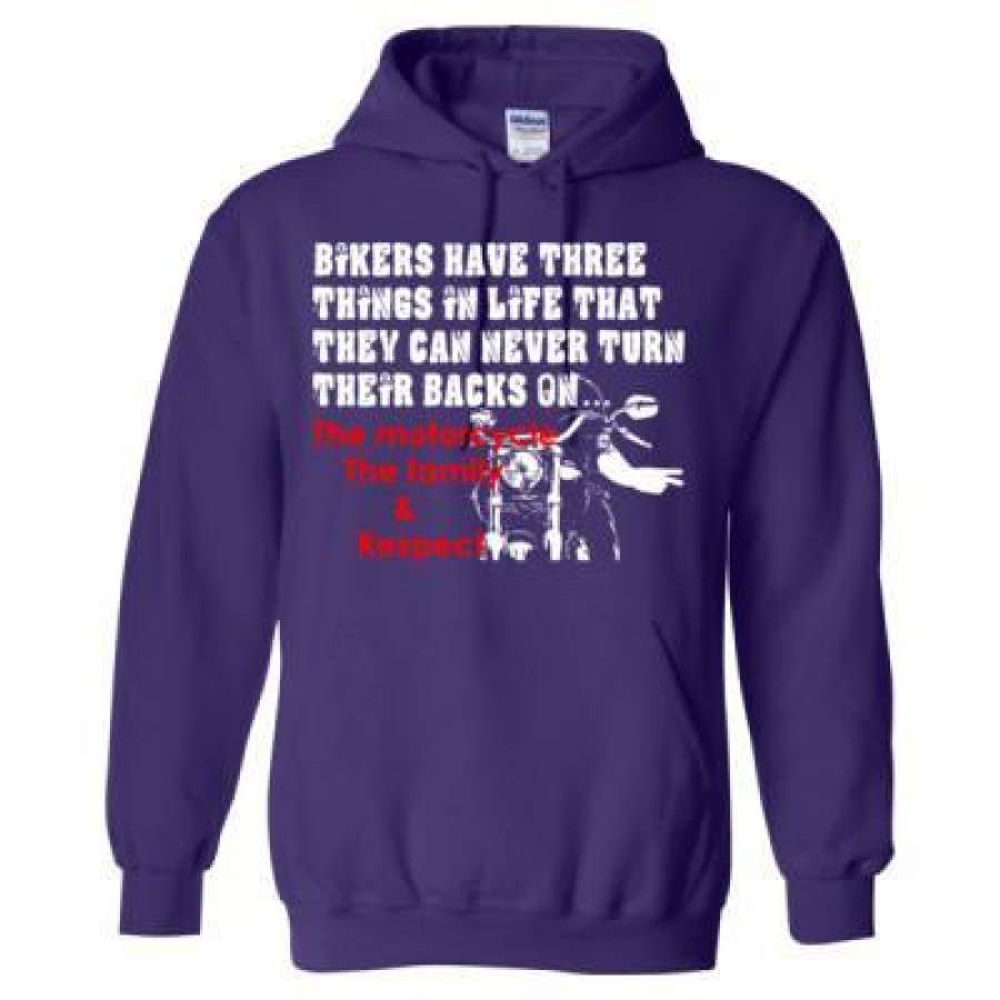 AGR Bikers Have Three Things In Life That They Can Never Turn Their Backs On Motorcycle Family And Respect – Heavy Blend™ Hooded Sweatshirt