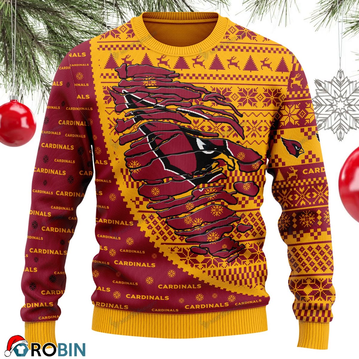 Arizona Cardinals 3D Print Football Gift For Fan Ugly Wool Sweater Christmas Sweatshirt