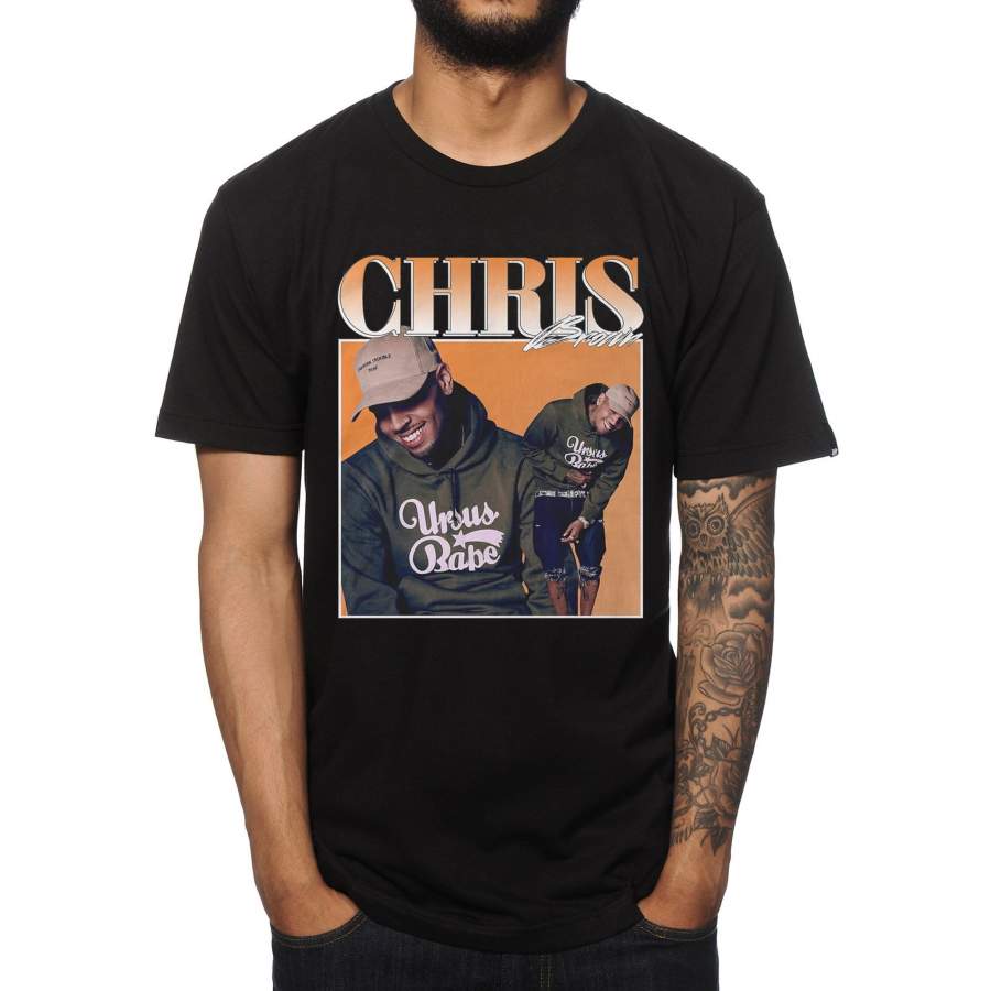 Chris Brown Vintage Mens T-shirt Graphic Tee Short Sleeve Men Tops XXXL