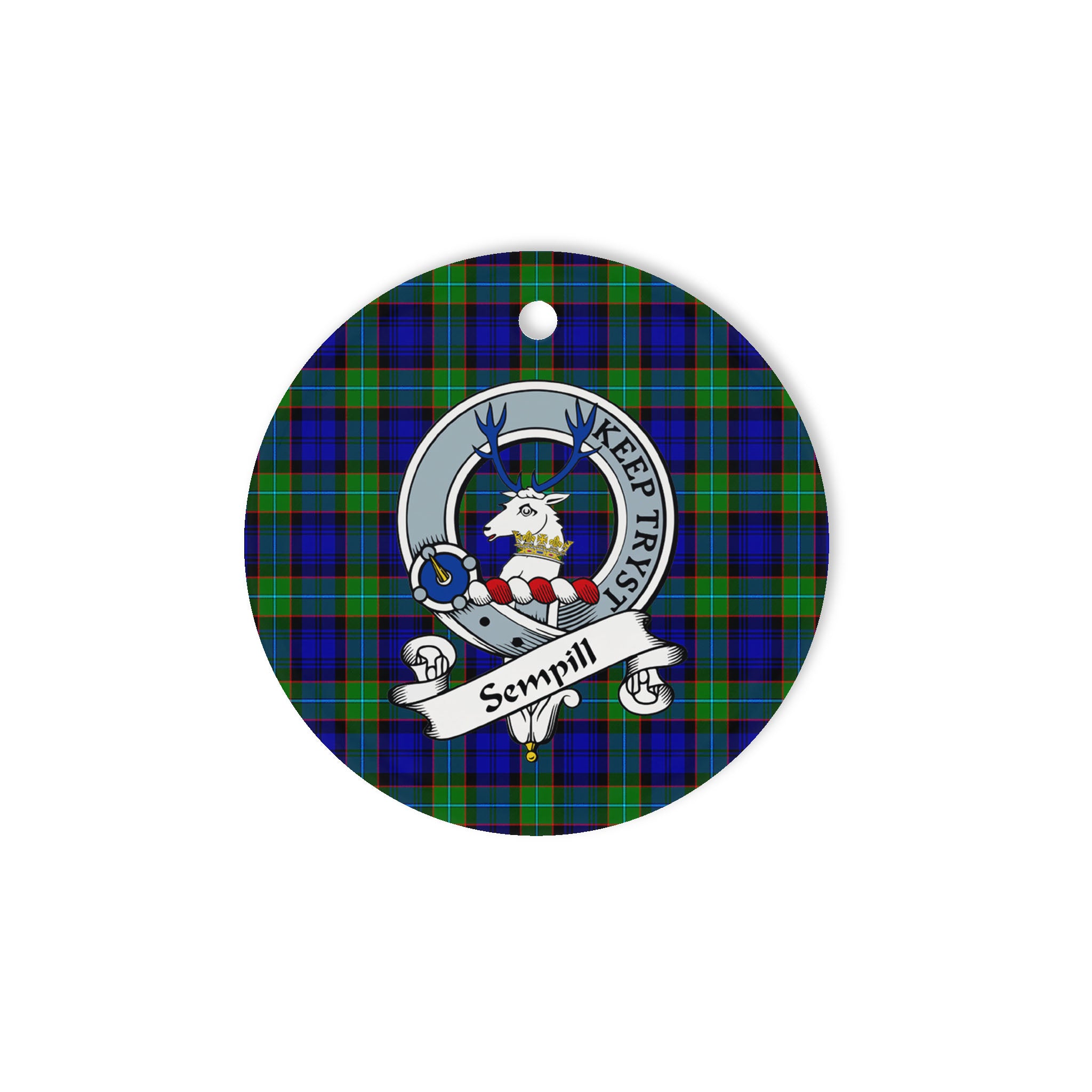 Sempill Scottish Clan Badge Plaid Ornament Gift. Christmas Tree Ornament Sempill Clan Tartan Ornament Great Christmas Ornaments Gift