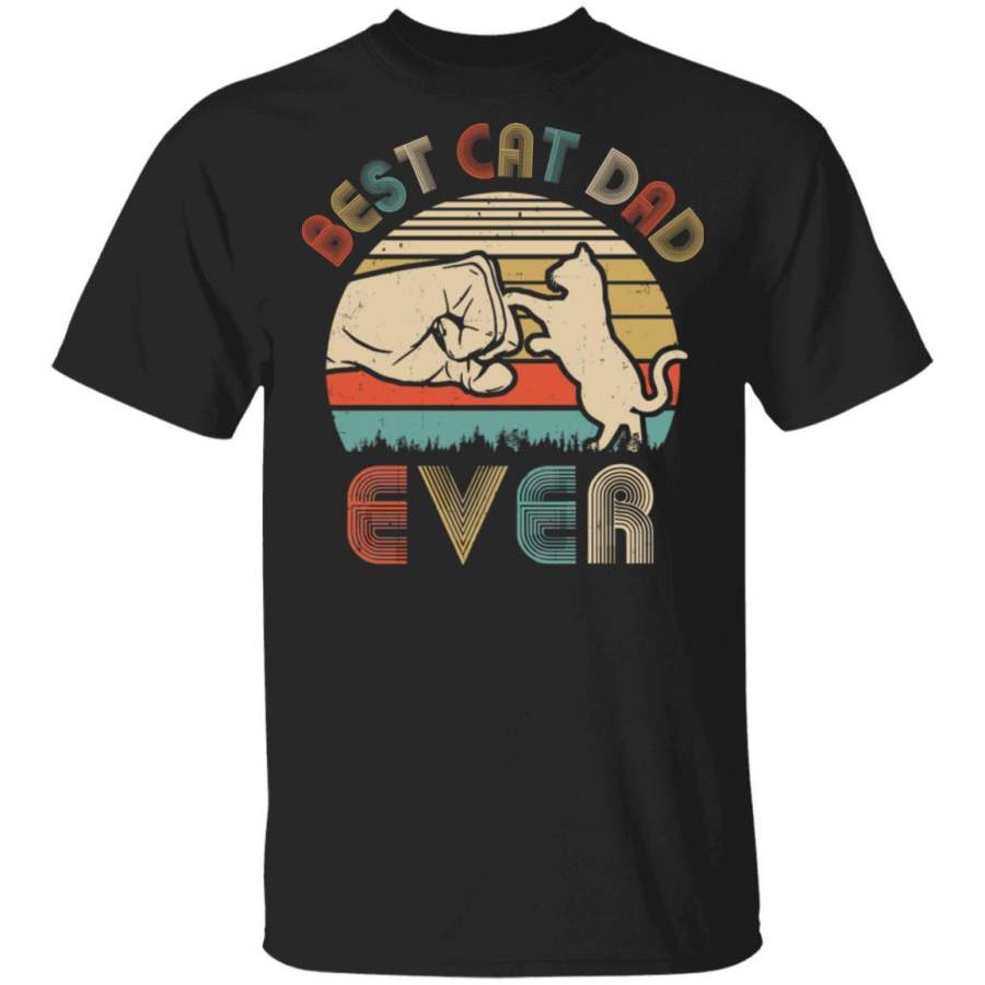 Vintage Best Cat Dad Ever Bump Fit Funny Dat Gifts T-shirt