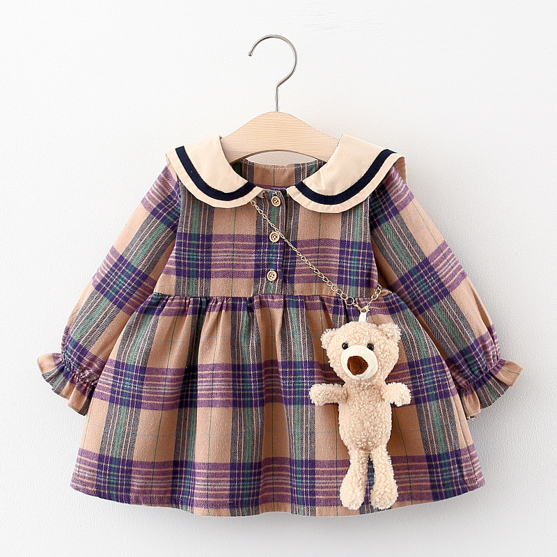 Spring fall newborn Baby Girls Clothes Plaid Long Sleeve Dress costume for Baby Girls Clothing outer wear Casual Dresses dress alx