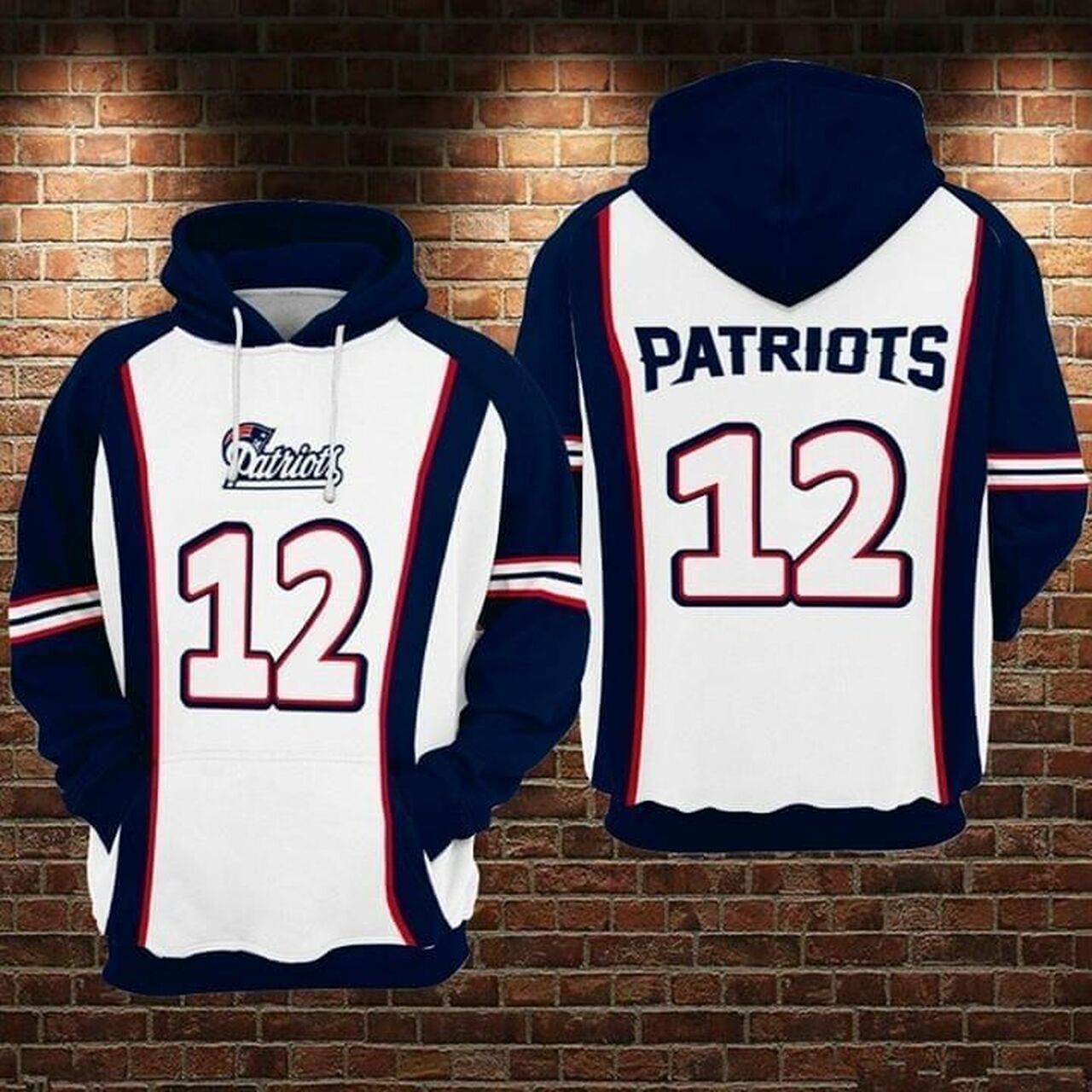 New England Patriots Tom Brady 12 Football Fan T Shirt Hoodie Sweater 3D Model 4771