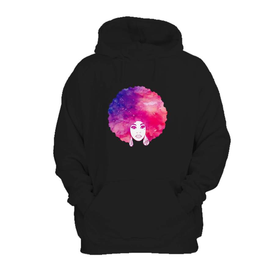 Afro Art Watercolour Pink Purple Original Graphic Illustration Hoodie