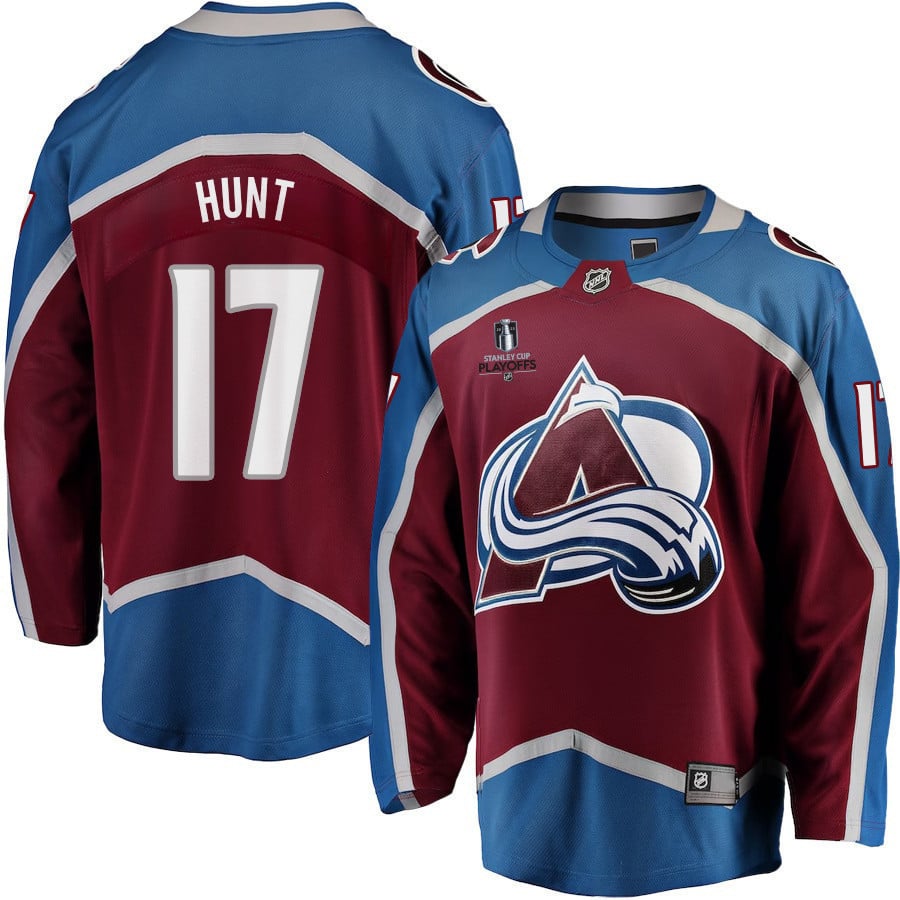 Brad Hunt 17 Colorado Avalanche Stanley Cup 2023 Playoffs Patch Home Breakaway Men Jersey – Burgundy