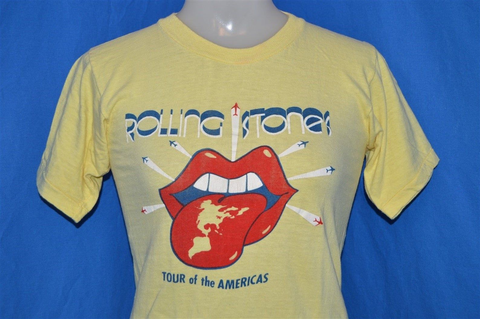 70S Rolling Stones 1975 Tour Of The Americas Band T-Shirt Extra-