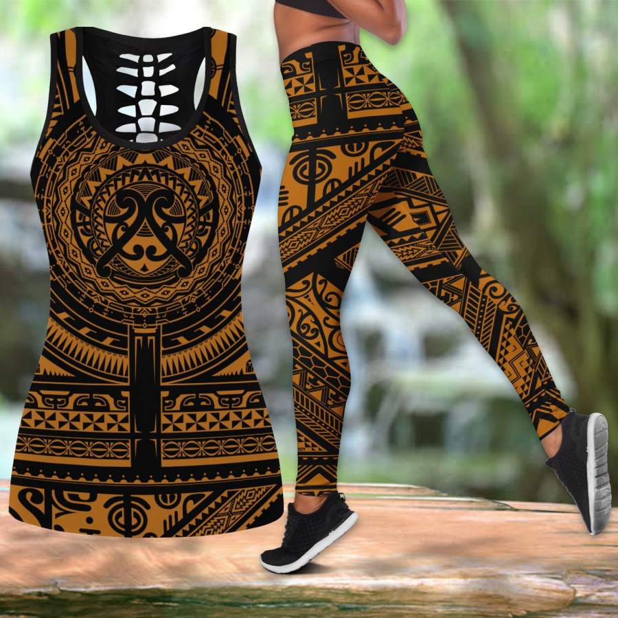 African Gold Pattern Legging & Tank top-ML