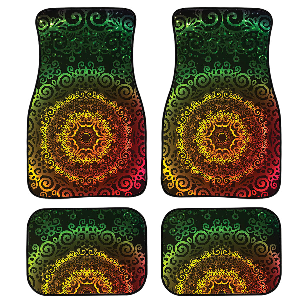 Coloful Mandala Print Front And Back Car Floor Mats, Front Car Mat