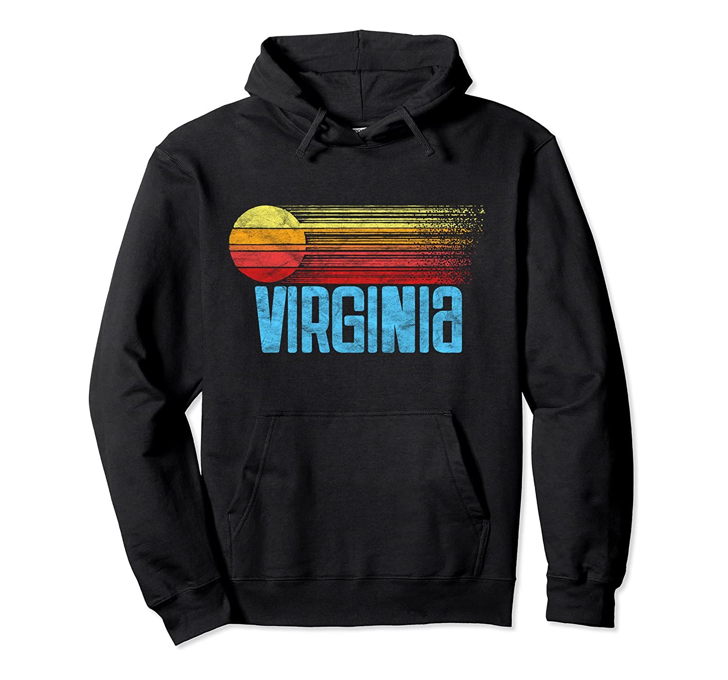 Virginia Retro Distressed Sun Vintage Graphic Pullover Hoodie T-Shirt, Sweatshirt, Tank Top