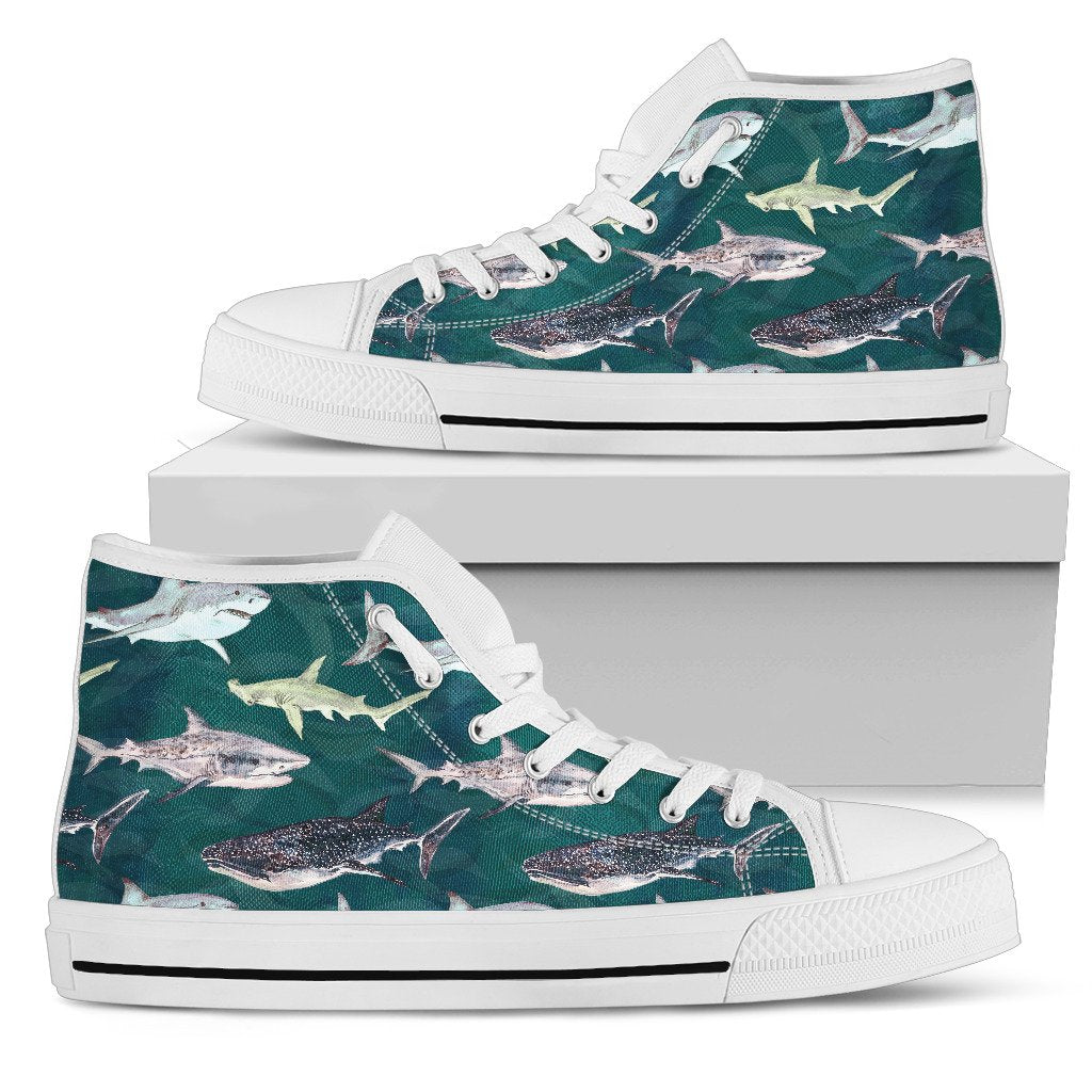 Shark Style Print Women High Top Shoes