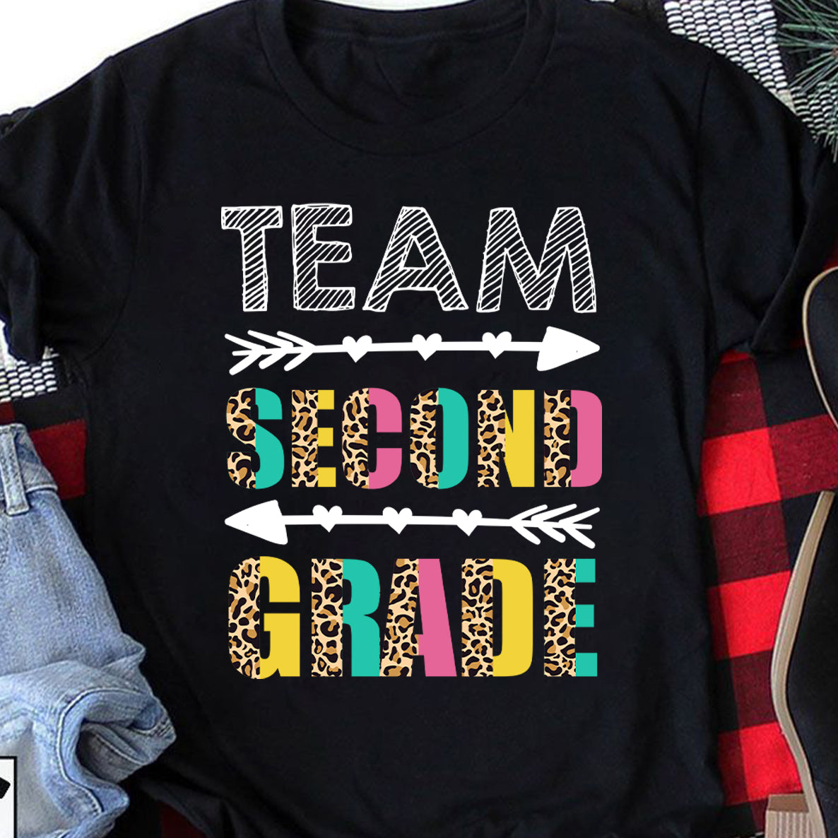 Team Second Grade Leopard Shirt Teacher Back To School Gift Customizable – Standard T-Shirt