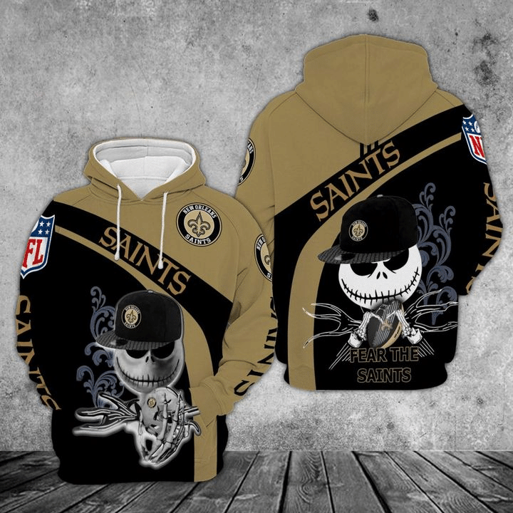 Jack Skellington New Orleans Saints 15 Unisex 3D Hoodie Gift For Fans