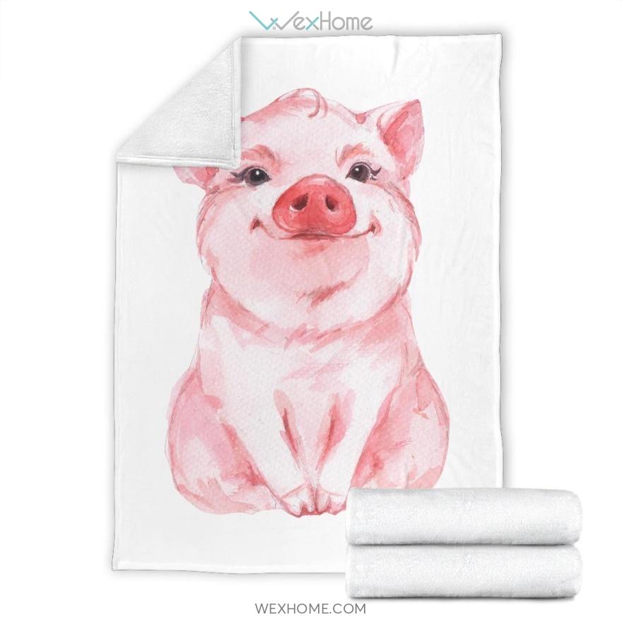 Cute Pig Art Design White Premium Blanket