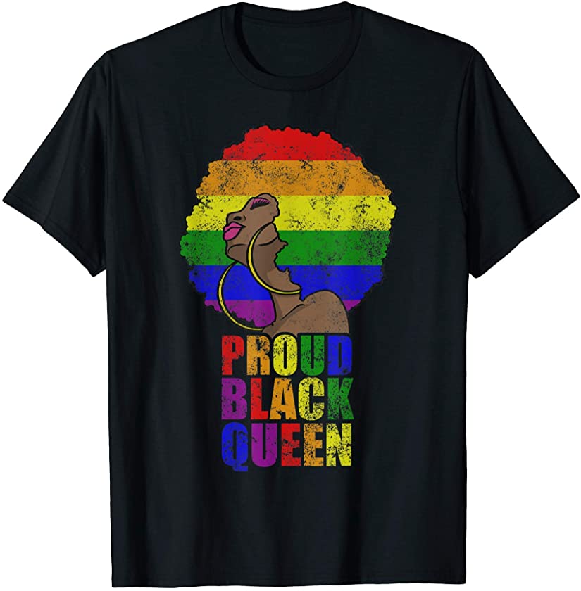 LGBTQ Proud Black Queen Afro Women Activist Human Rights Tee T-Shirt