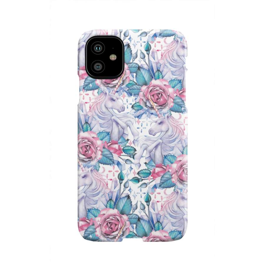 White Fairy Rose Unicorn Pattern Print Phone Case