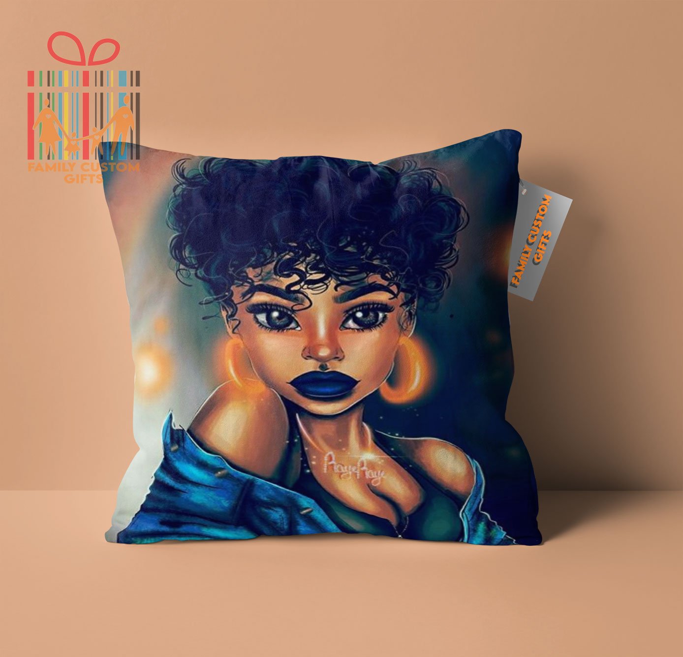 Customized Pillow Black Girl African American Personalized Gift Pillow – Gift for Girls – Canvas Pillow