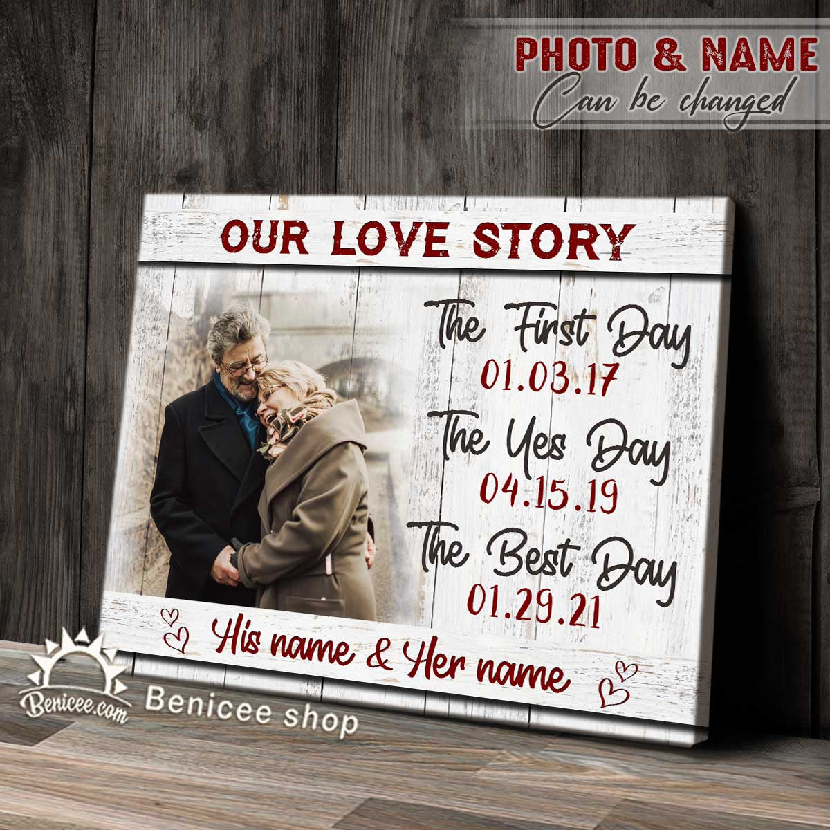 Wedding Anniversary Gift Wall Art Canvas Our Love Story The First Day Gift For Family, Wall Art Decor, Canvas Print, Home Decor