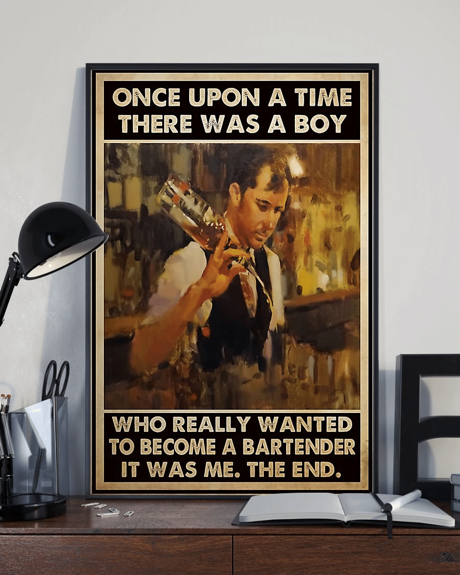 Bartender Poster Canvas – There Was A Boy Who Wanted To Become A Bartender Vintage Home Decor Wall Art Evg80681