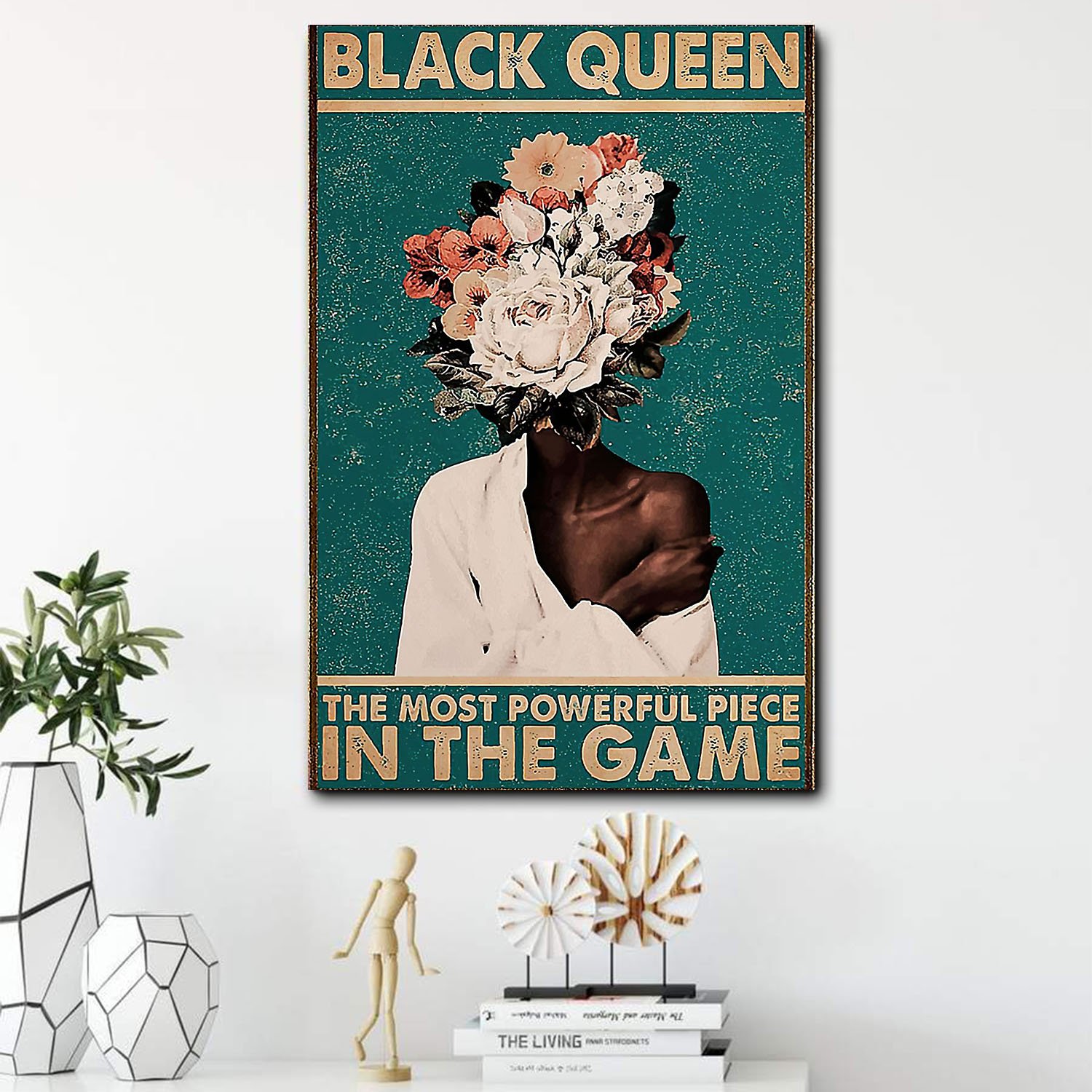 African Retro Vintage Poster Unique Black Queen Angel Black Art Print