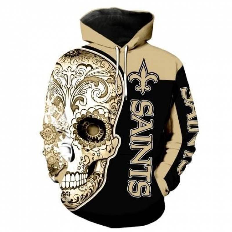 Sugar skull new orleans saints all over print hoodie